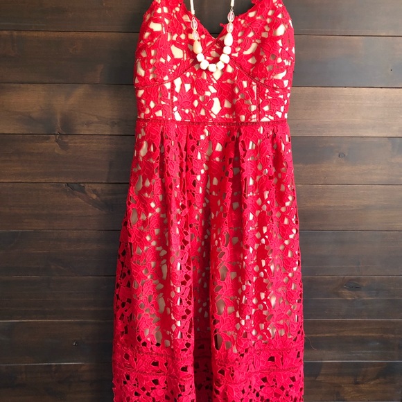 Dresses & Skirts - Fun & flirty red lace dress perfect for anything!